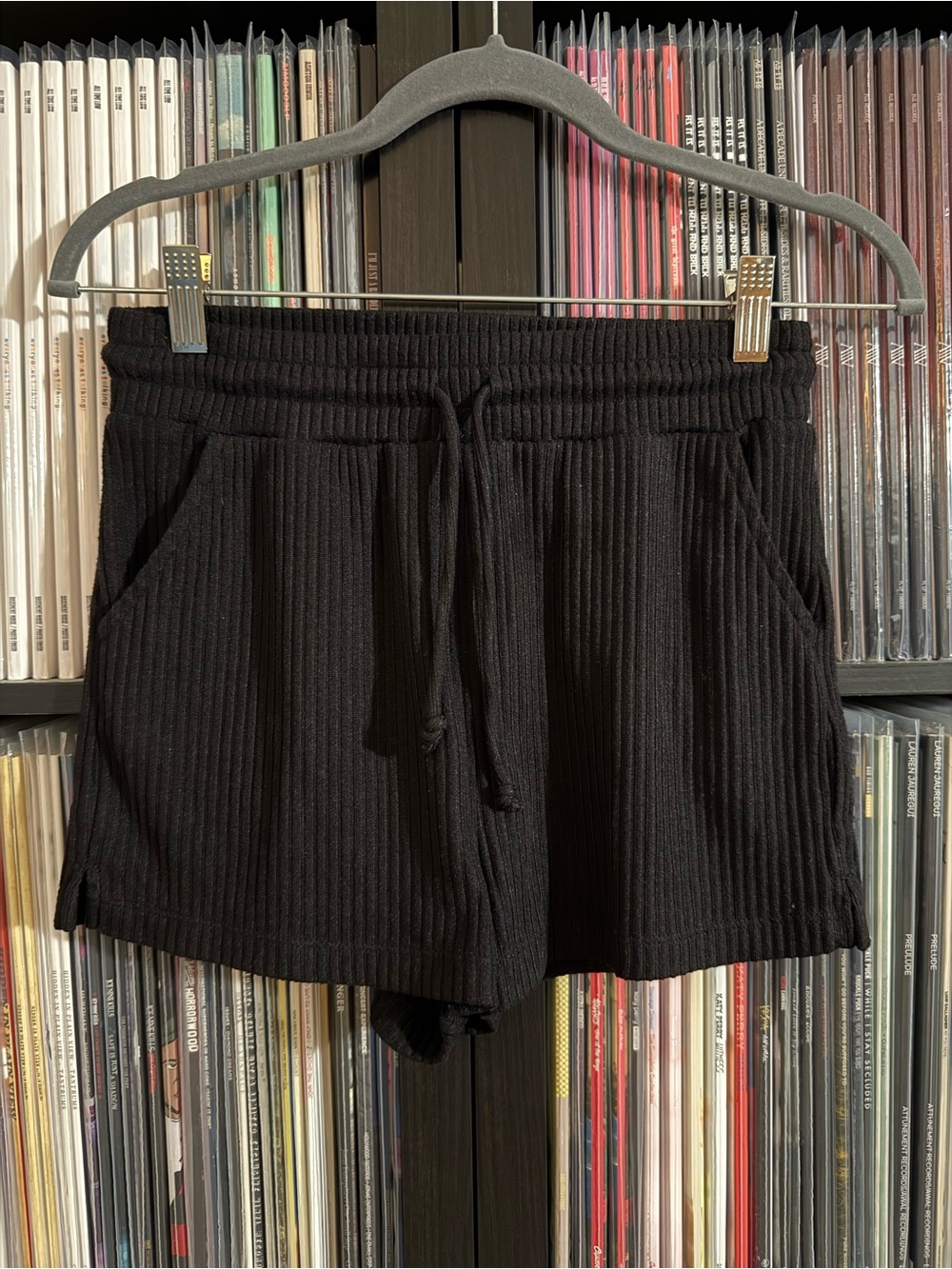 Double Zero Black Ribbed Drawstring Women’s Shorts
